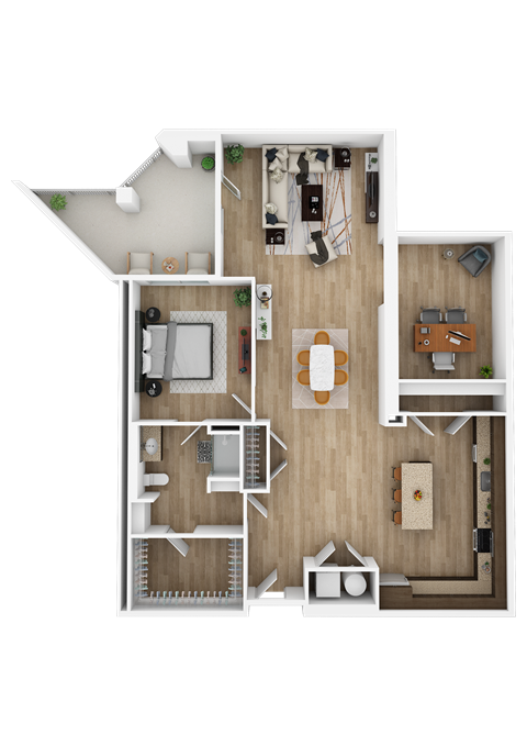 Floor plan for 1 bed, 1 bath, 1520 sqft